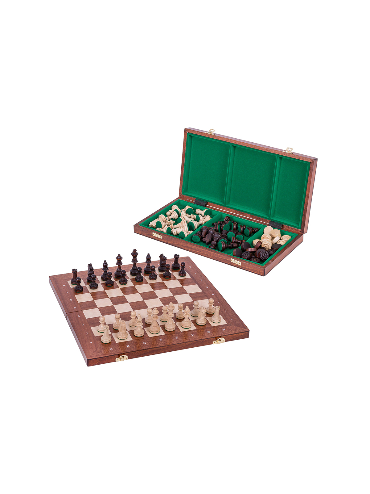 SQUARE - 2 in 1 - Échecs + Dames - L - Acajou