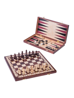 SQUARE - Gioco 3 in 1 Senator - Scacchi + Dama + Backgammon