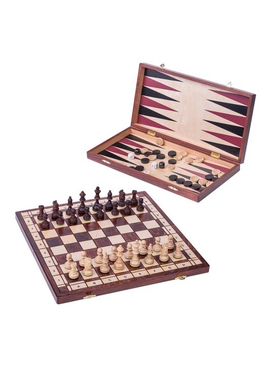 SQUARE - Gioco 3 in 1 Senator - Scacchi + Dama + Backgammon