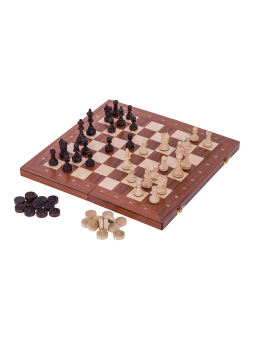 SQUARE - Chess + Checkers - XL- Mahogany - Online Chess Shop