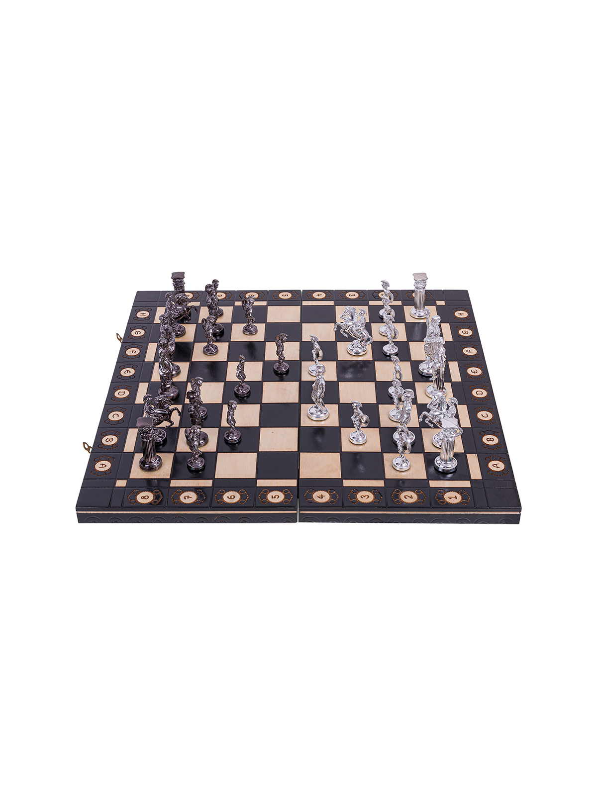 SQUARE - Wooden Chess Set Roman - Silver Edition - Online Chess Shop