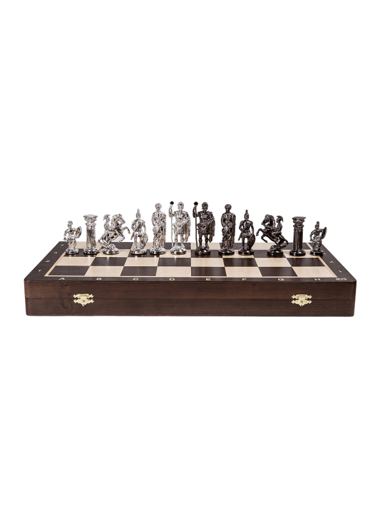 SQUARE - Wooden Chess Set Roman - Silver Edition - Online Chess Shop