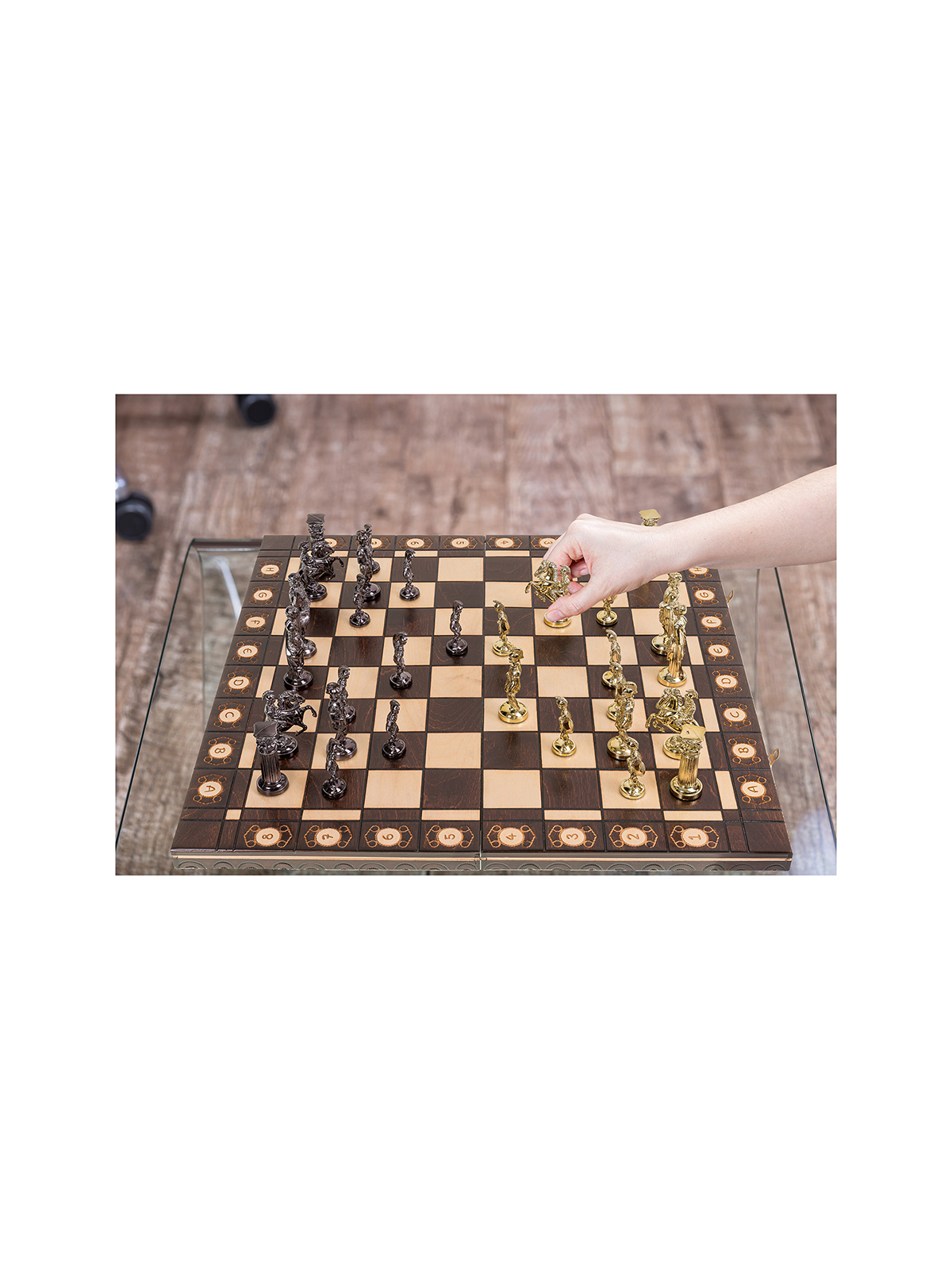 SQUARE - Wooden Chess Set Roman - Gold Edition - Online Chess Shop