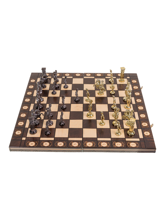 SQUARE - Wooden Chess Set Roman - Gold Edition - Online Chess Shop